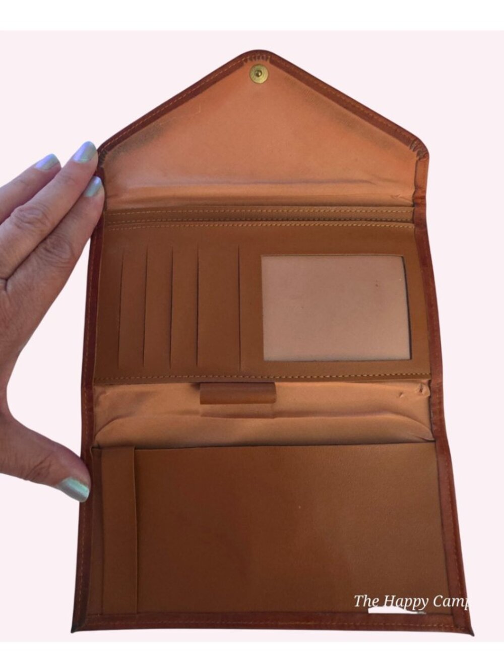 Vintage Princess Gardner Leather Clutch Wallet Cognac Brown Full Grain Cowhide K - Picture 6 of 7